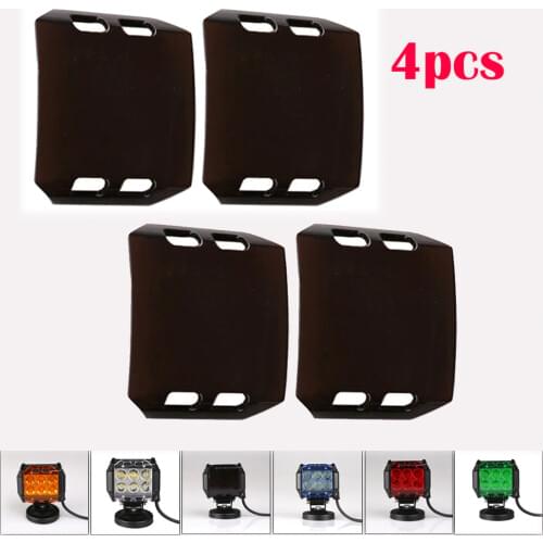 4x Clear Black Red Blue Amber Color Shell Snap On LED Work Light Bar Dust Proof Protective Covers 4x4 4WD ATV 18W 4"INCH Offroad