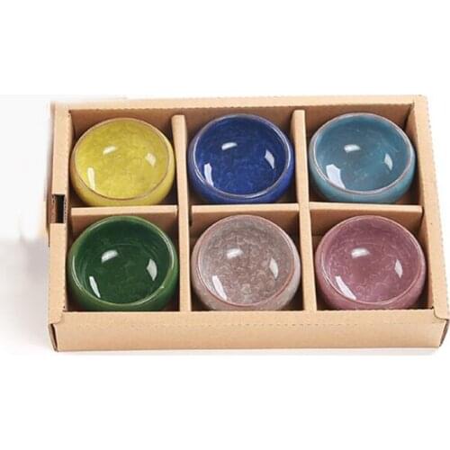 6pcs ice split teacups set kung fu ceramic teacups creative gift home tea set
