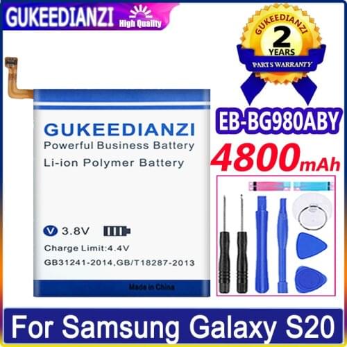 4800mAh GUKEEDIANZI Battery EB-BG980ABY For Samsung Galaxy S20 S 20 Replacement Phone Battery Authentic Battery