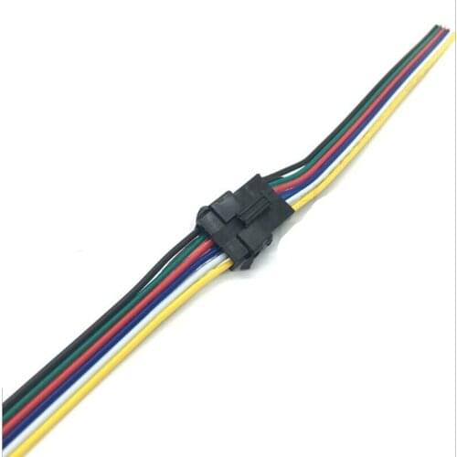 Fast shipping 500pairs 6pin JST SM Male Female plug LED Connector Cable with 15cm Long Wire for 5050RGBW+CCT RGBWW LED Strip