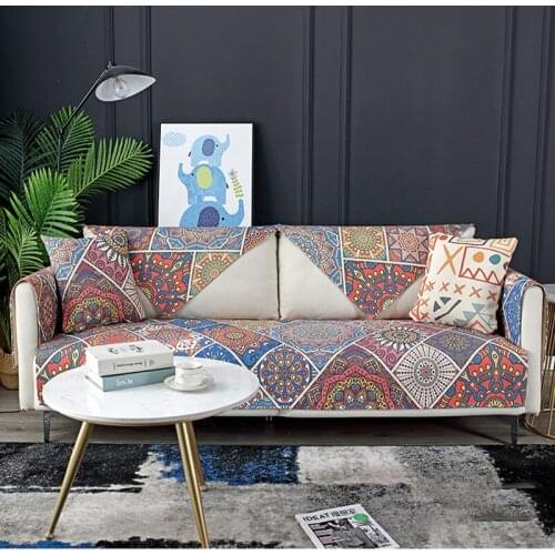 Home Bohemia decor cotton and linen Sofa Couch Cover Pet Dog Kids Mat Furniture Protector Washable Removable Armrest Slipcovers