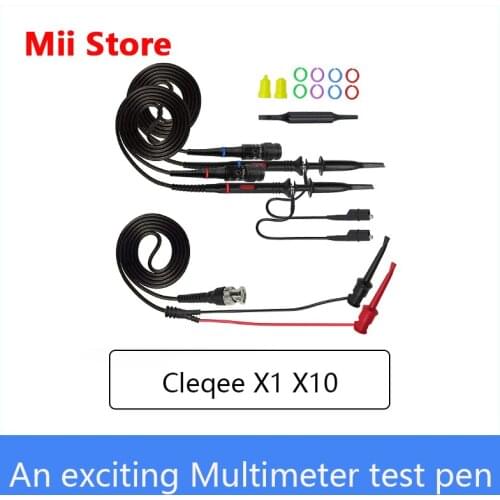 Cleqee X1 X10 100Mhz Safety Fully Insulated Oscilloscope Clip Probes with BNC End to Minigrabber Hook Test Lead Accessory Kit