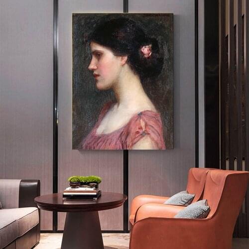 Holover Canvas Oil Painting Aesthetic Home Decoration William Waterhouse"Portrait of a Girl"Romanticism Mythology Wall Artwork