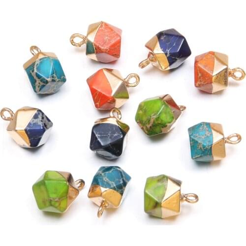 2Pcs Natural Stone Pendant Square Emperor Pendants Links Charm for Women Jewelry Making DIY Necklace Bracelet Accessories