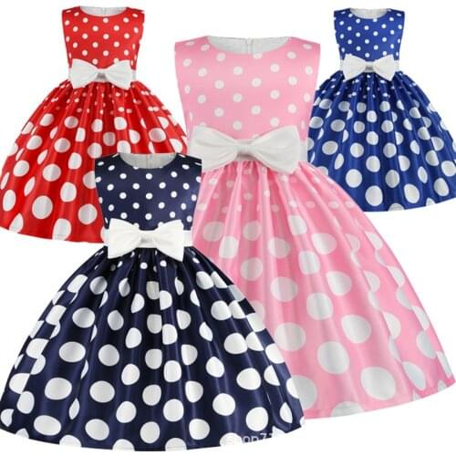 Dot Summer Girls Dress Kids Clothes Vestidos De Verano Robe Longue Soirée Cute Fille Ropa Nina Roupa Infantil Menina Children