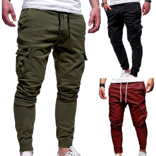 Mens Pants Multi-Pockets Joggers Men Sweatpants 2021 New Casual Solid Cargo Pants Men Oversize Streetwear Pants Men Trousers