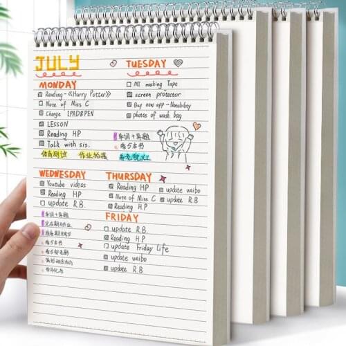 2021 New A5 A4 Double Coil Ring Spiral Notebook Diary Blank Dot Grid Line Inside Paper Student Paper B5