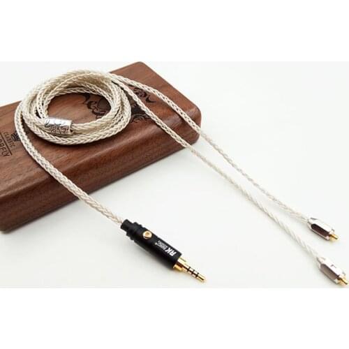 New DIY 3.5mm MMCX Cable 8core 7N Single Crystal Copper Plated Silver Cable Us For Shure SE535 UE900 DZ9 LZ A4 SE846