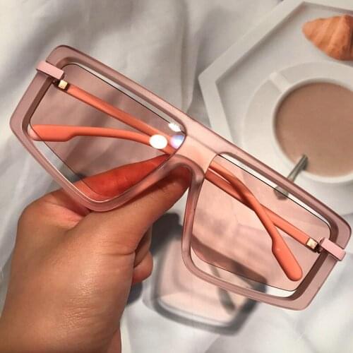 Vintage Candy Color Hollow Lens Sunglasses For Women Luxury Brand Pink Orange Gradient Sexy Sun Glasses Female Chic Square Shade