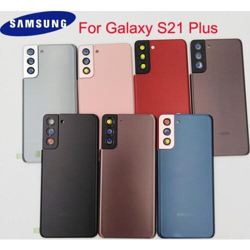 Original Samsung S21 Plus Back Replacement Battery Cover Rear Panel Door Housing Case For Galaxy S21+ G996 With Camera Lens+Logo