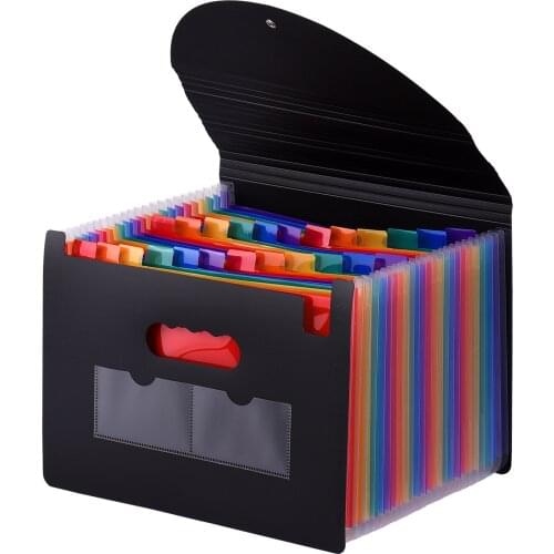 24 Pockets A4 Letter Size Expanding File Folder with Cover Accordian File Organizer Document Organizer Rainbow Color for Office