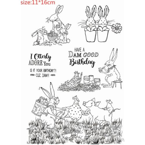 Rabbit Transparent Silicone Clear Rubber Stamp Sheet Cling Scrapbooking DIY Cute Pattern Photo Album Paper Card Decor