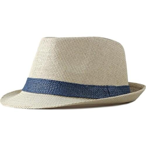 QPALCR Summer Jazz Hats For Women Paper Straw Hat Men Sun Hat Casual Panama Cap Outdoor Patchwork Beach Visor Cap