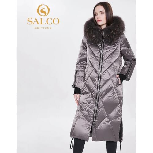 SALCO 2020 the latest best-selling natural animal fur 90% down long jacket, warm jacket