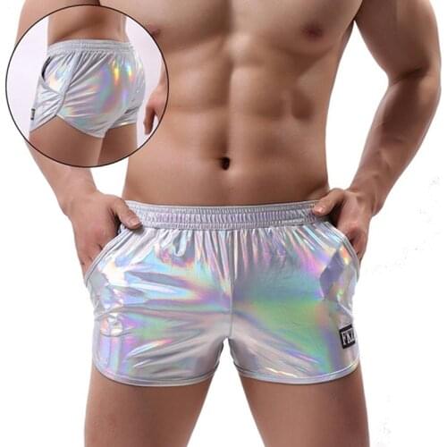 Sexy Design Mens Underwear Boxer Patent Leather Shinny Trunks Cool Underpants Shorts Shiny Leather Boxers For Male