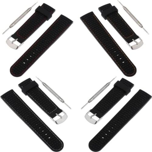 Silicone Diver Watch Band Waterproof Sport Watchbands for Smart Watch, Stainless Steel Buckle with Tools