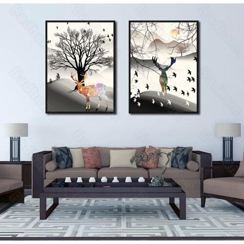 Decorative Painting Modern Home Decoration Wall Decoration Living Room Bedroom Sofa Background Wall Old Tree Faint Crow