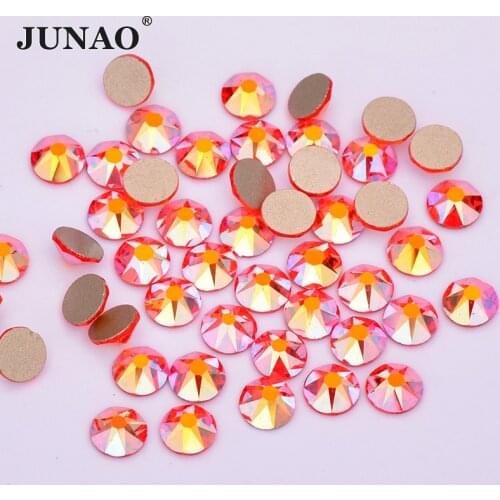 JUNAO 16 Cut Facet SS10 SS16 SS20 SS30 2088 Hyacinth AB Glass Flatback Rhinestone Glass Nail Art Crystal Stone Non Hotfix Strass