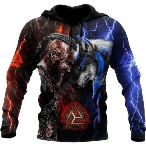 Viking Ragnar and Wolf 3D printed Hoodies Sweatshirt zipper hoodies women For men Pullover Cosplay Costumes