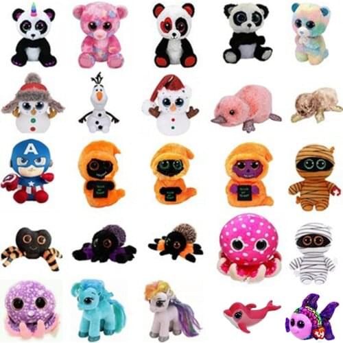Ty Beanie Big Eyes Soft Stuffed Animal Panda Snowman Platypus Spider Goldfish Octopus Plush Dolls Toy Child Birthday Gift 15CM