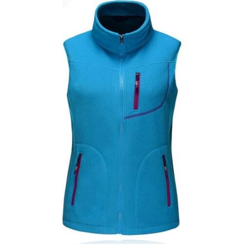 Outdoor winter Autumn women Mountaineering thicken fleece Solid color waistcoat warm Windproof sport Cardigan sleeveless vest