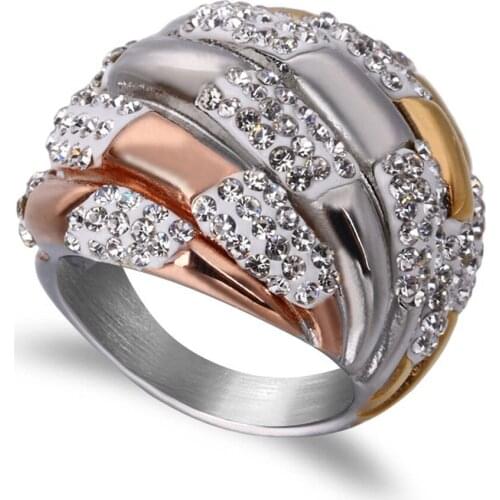 Hip Hop Geometry Round Ring Stainless Steel Silver Color Iced Out Micro Pave CZ Rings For Women Party Jewelry Gift Dropshipping