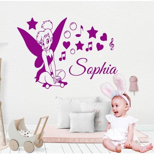 Little Fairy Wall Sticker Custom Personalized Girls Name Vinyl Wall Decals Home Decoration Nursery Kids Bedroom Background Z229