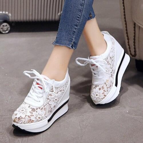 Hot Mesh Breathable Shoes Woman Platform Heels Casual Shoes Women 2020 Wedges Platform Shoes For Women Chaussures Femme