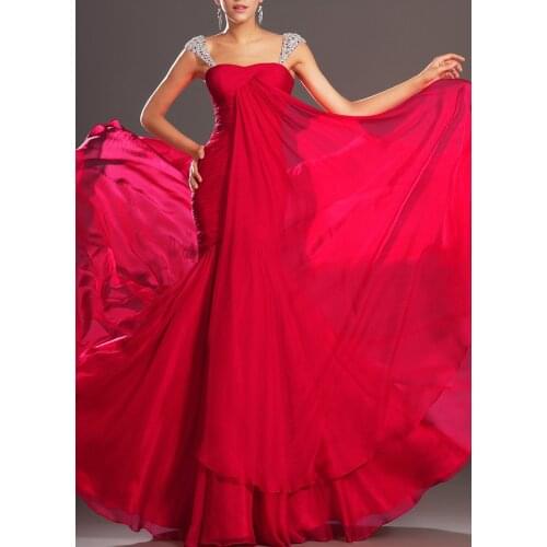 Mermaid Red Straps Sweetheart Long Prom Dress Formal Ruched Bridesmaid Dress Mother Dresses