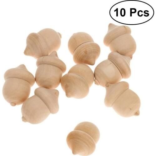 10pcs Wooden Acorns Unfinished Doll DIY Crafts Wooden Peg Doll Home Decoration Ornament (134520) A30