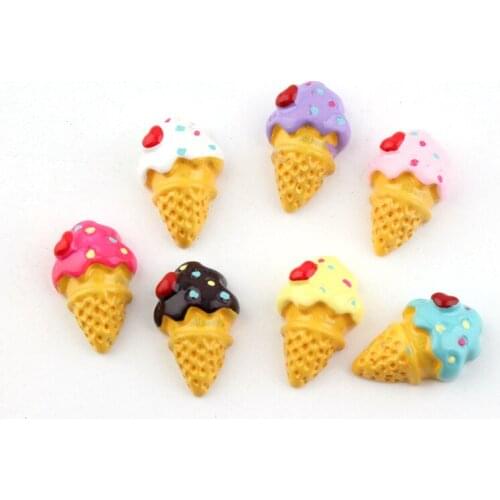 10pcs Mix 12*18mm Resin kawaii flatback cabochon ice cream cone charms pendant diy jewelry making for bracelet earrings necklace