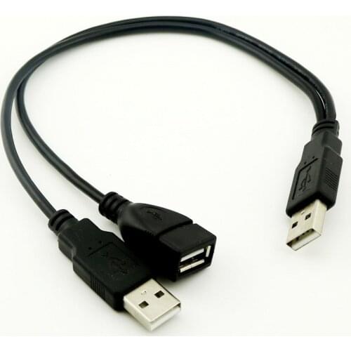 10pcs USB 2.0 A Male To USB A Female + Male Y Splitter Hub Power Cord Adapter Cable 30cm