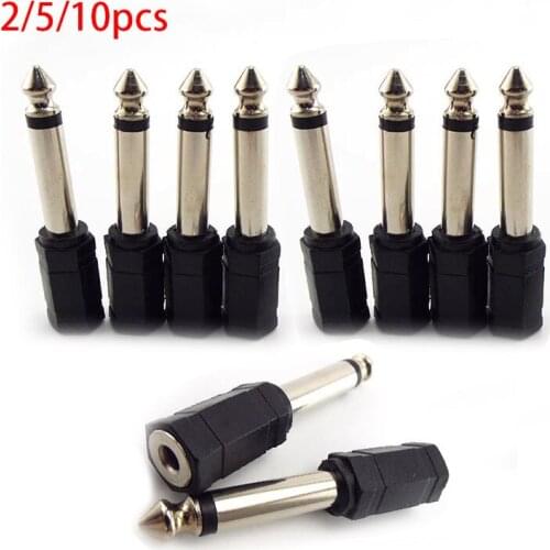 2/5/10pcs 6.35mm 1/4" Mono Plug to 1/8" 3.5mm Stereo Jack Female Audio Converter Adapter for Headphone Microphone