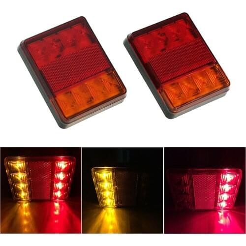 2X 12V 8LED Carvan Van Truck Lorry Trailer Rear Tail Light Stop Lights Indicator Lamp Exterior Accessories