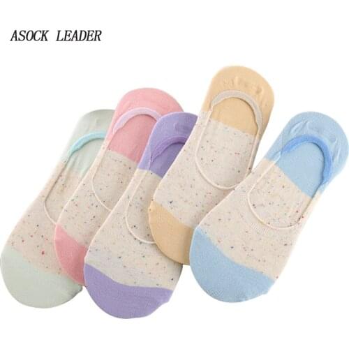 5 Pairs/Lot Summer New Cotton Womens Socks Color Dot Invisible Socks Creative Fashions Ladies Flip Flop Low Cut Boat Socks