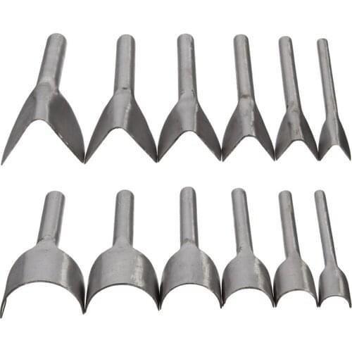 6Pcs/set Leather Craft Tools Half Round V Shaped Cutter Punch Leather Handmade Craft Tools Punching Hand Tools 15mm-40mm