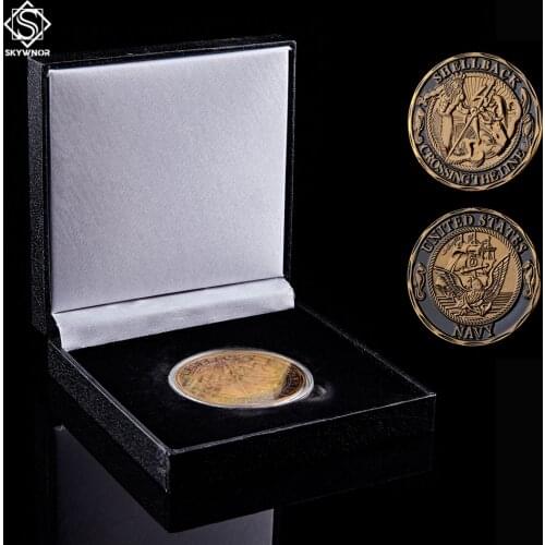 U.S Navy Shellback Crossing The Line American Navy US Challenge Collectible Coin W/ Luxury Box Display Holder