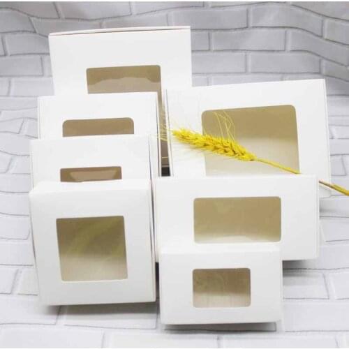 White Window box 20pc DIY cake Packaging For Wedding home party muffin packaging christmas gifts box with window paper Gift box