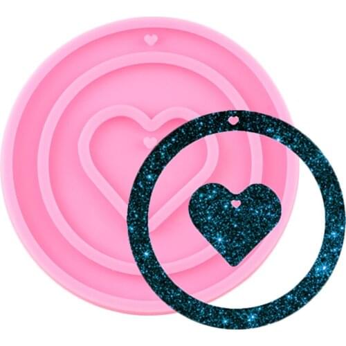 Shiny Clossy Heart Shaped Silicone Mold Epoxy Resin Craft Keychain Moulds Polymer Clay Pendant Molds DIY Handmade Charms Mould