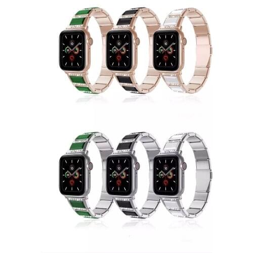 For Apple Watch Band 44mm 40mm 42mm 38mm Stainless Steel Women Diamond Jewelry Band Strap for iWatch 6 5 4 3 2 1 Bracelet Wristb