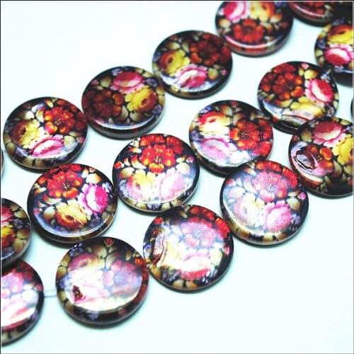 20pcs shell beads printing with colors mother of pearl beads accessories size 20mm round shape for bracelets making