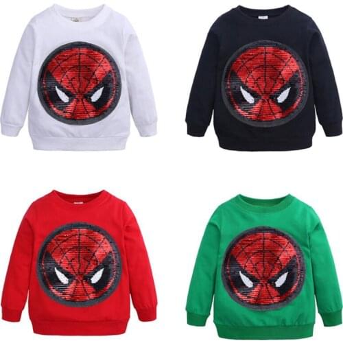 Cartoon Sequin Pattern Sweatshirts Children Long Sleeve Tops boys T-shirt Girls Pullover Blouse Kids Clothes Spring Autumn Cool