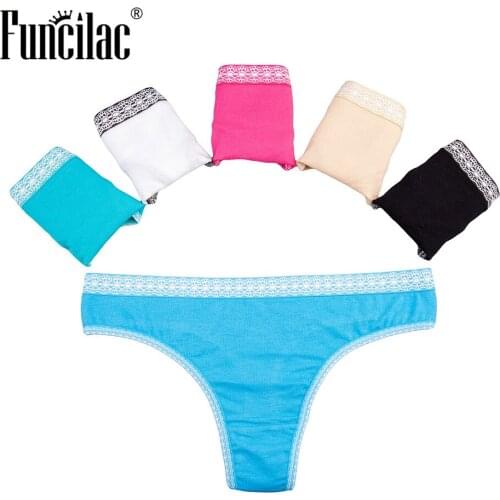 FUNCILAC Brand Womens Underwear Panty Women G-Strings & Thongs Briefs Tangas Bragas Culotte Femme Sexy Panties 5 pcs/Lot