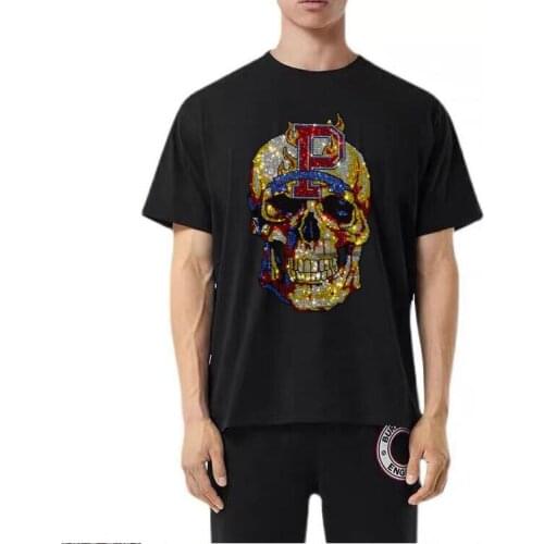 Nice design Plus Size 5XL 2021 Rhinestones T Shirts Men Brand Short Sleeve Fashion Man Streetwear O Neck Slim Cotton Tshirts