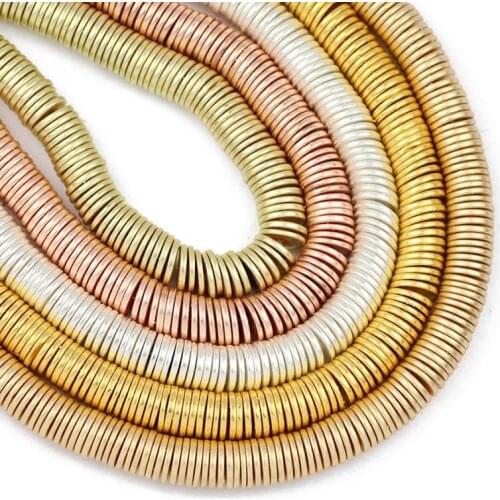 JHNBY Matte Rose Gold Flat Round COINS Hematite 8x1mm Natural Stone Spacers Charm Loose Beads For Jewelry Making Diy Accessories