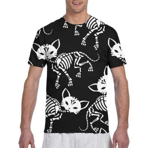 Cute Skeletons Cats Day Of The Dead Fashion T-shirt Men 2020 Summer Crew Neck Mens Tshirt Tee Shirts