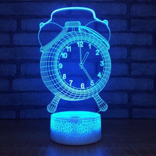 Alarm Clock Model 3D USB LED Lamp 7 Color Change Visual Illusion 3D Night Light For Children Friend Gift Not Real Clock