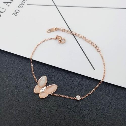 Fashion mother-of-pearl butterfly bracelet female hot sale new net red micro-inlaid zircon clavicle chain
