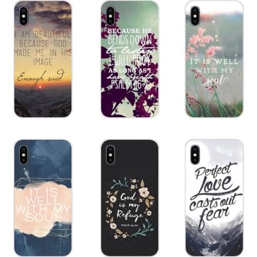 For Apple iPhone X XR XS MAX 4 4S 5 5S 5C SE 6 6S 7 8 Plus ipod touch 5 6 ove Christian Jesus psalm bible verse quote Soft Cases