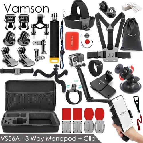 Vamson for Gopro 7 Accessories kit for xiaom yi 4k for gopro hero 7 6 5 4 3 kit mount for SJCAM SJ4000 / eken h9 tripod VS56